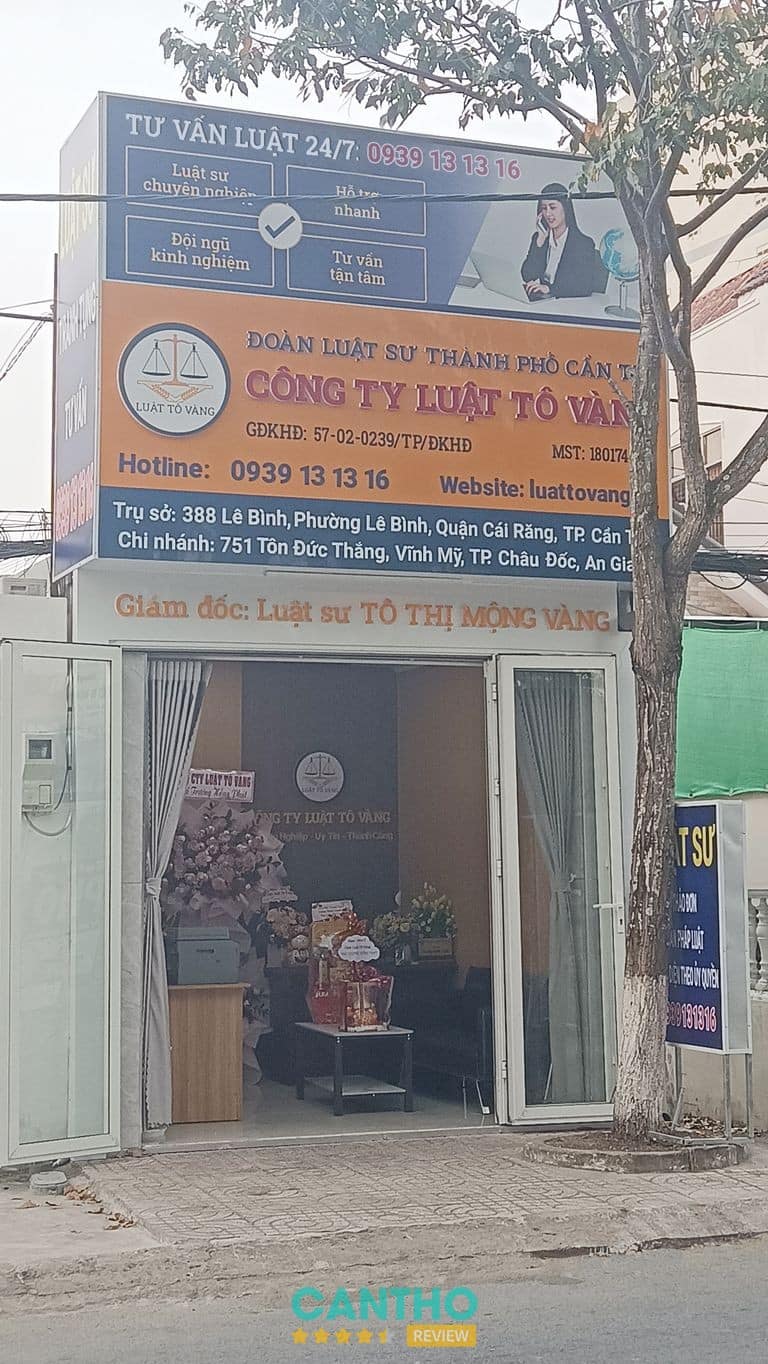 Công Ty Luật Tô Vàng tại 388 Lê Bình, Cái Răng, Cần Thơ
